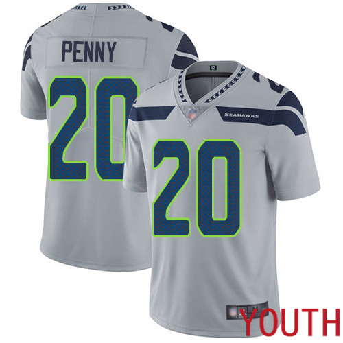 Seattle Seahawks Limited Grey Youth Rashaad Penny Alternate Jersey NFL Football #20 Vapor Untouchable